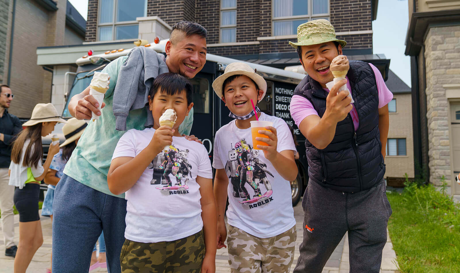 Family holding ice cream