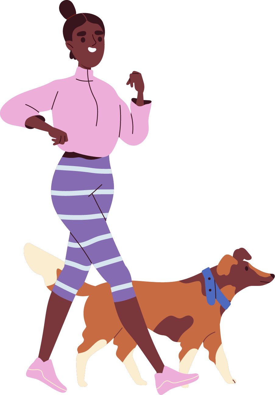 Girl walking dog